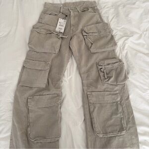 bnwt zara insane cargo heavyweight barrel jeans